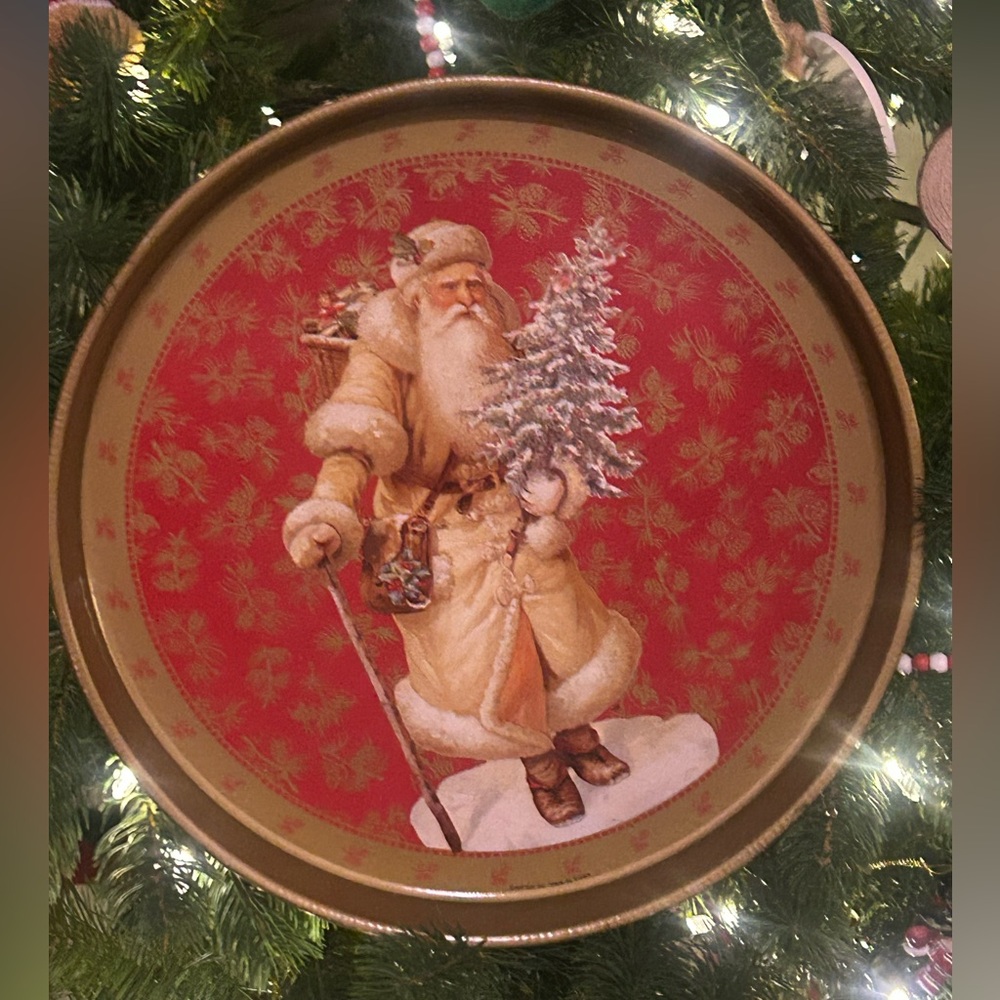 🎄Vintage Giftco Inc. Christmas Metal Serving Tray - Old World 🎅1980s